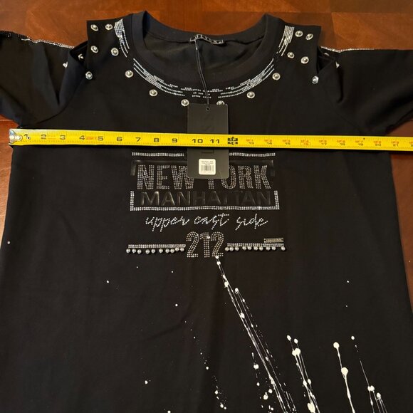 Olyss New York Manhattan Black Long Sleeve Dress With Studded Details M - Picture 10 of 11